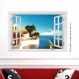 Tranh 3d dán tường cửa sổ - biển 60x90cm - 822y