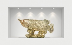 Tranh dán tường 3D cá kim long chiêu tài phong thủy PT0040