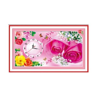 Tranh thêu chữ thập Đồng hồ hoa hồng YN6291-Siêu thị tranh thêu