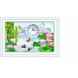 Tranh thêu chữ thập Đồng hồ hoa sen DLH-88851-Siêu thị tranh thêu