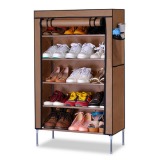 Tủ đa năng 5 tầng tầng bọc vải đựng quần áo giày dép (Đen Nâu)