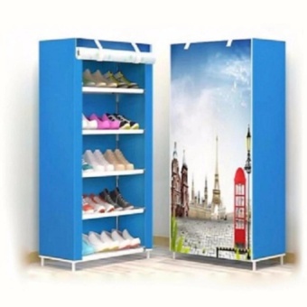 Tủ vải để giày dép họa tiết 3D 5 tầng cao cấp (Xanh) giá rẻ nhất  