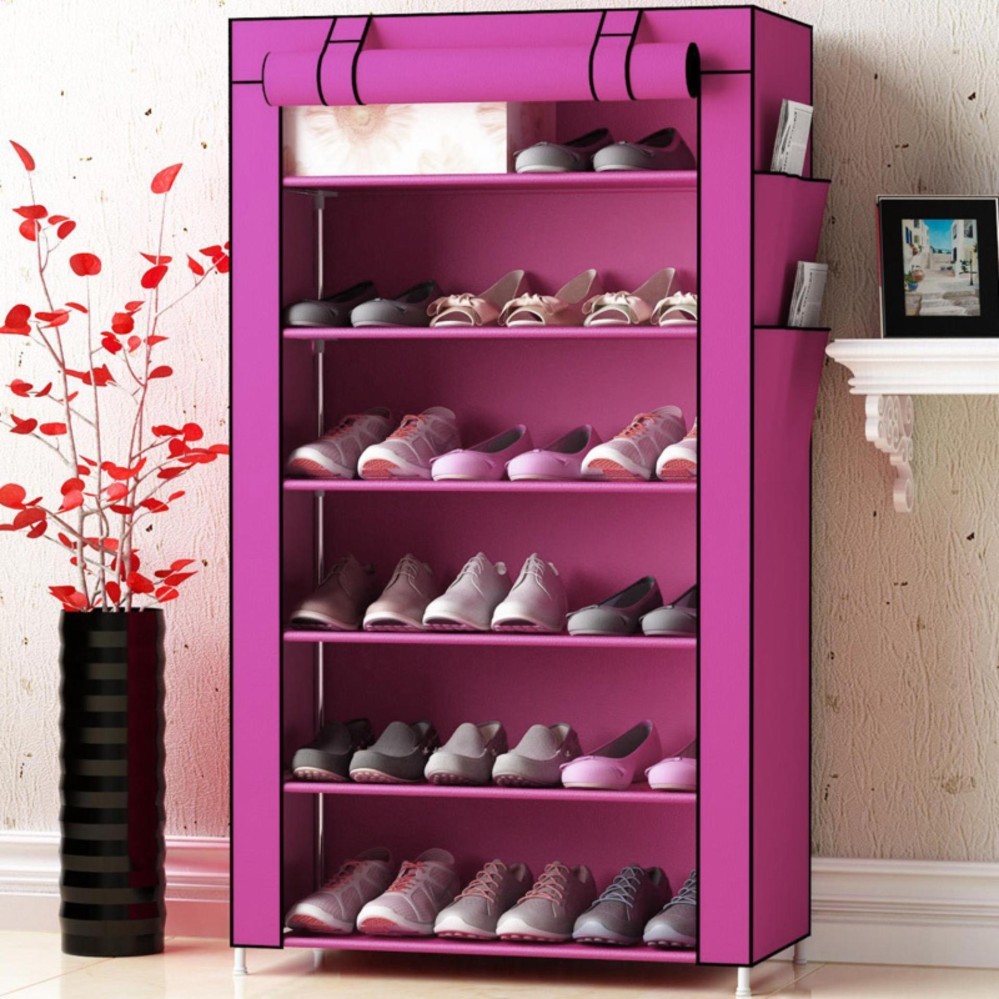 Tủ giày dép 7 tầng 6 ngăn bọc vải cao cấp (Tím) - Tủ Vải Đựng Giày 7 Tầng 6 Ngăn/tủ vải đựng giày - Tủ vải đựng giày cao cấp, tiện lợi, gọn nhẹ, sang trọng