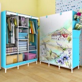 [ SALA XÃ HÀNG GIẢM GIÁ 50% ] Tủ vải quần áo cá nhân 3D Siêu bền- Tủ vải quần áo 3 buồng 8 ngăn cỡ đại (Xanh)