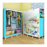 Tủ vải quần áo kiểu dáng 3D 3 buồng 8 ngăn (Xanh dương)