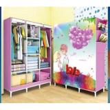 Tủ vải quần áo kiểu dáng 3D 3 buồng 8 ngăn (Xanh dương)