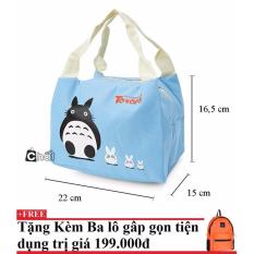 Túi giữ nhiệt hình totoro+ Tặng kèm balo du lịch gấp gọn