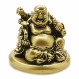 Tượng Di Lặc cầm như ý quẩy bao tiền 6.5x6cm (Gold)