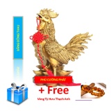 Tượng Gà Trống nhỡ - Chất liệu đồng thau cao 14cm nặng 600g - Linh vật phong thuỷ cấm tiệt thói trăng hoa