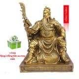 Tượng Quan Công Ngồi Đọc Sách bằng Đồng Thau cao 25cm nặng 2400g -Phong thủy mang lại sự thịnh vượng, trí tuệ và tiền bạc trong kinh doanh