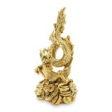 Tượng đá phong thủy Rồng tiền màu vàng đồng 15x28cm, trưng bày làm quà tặng siêu bền và đẹp, may mắn tài lộc