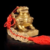 Tượng Tỳ Hưu đồng thau + tặng dây đồng xu may mắn