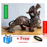 Tượng Tỳ hưu tiền xu Phú Cường Phát - Chất liệu bằng đồng thau nặng 800g dài 18cm cao 13cm - Phong thuỷ Tài lộc – May mắn – Thuận Lợi + Tặng vòng Osibiand