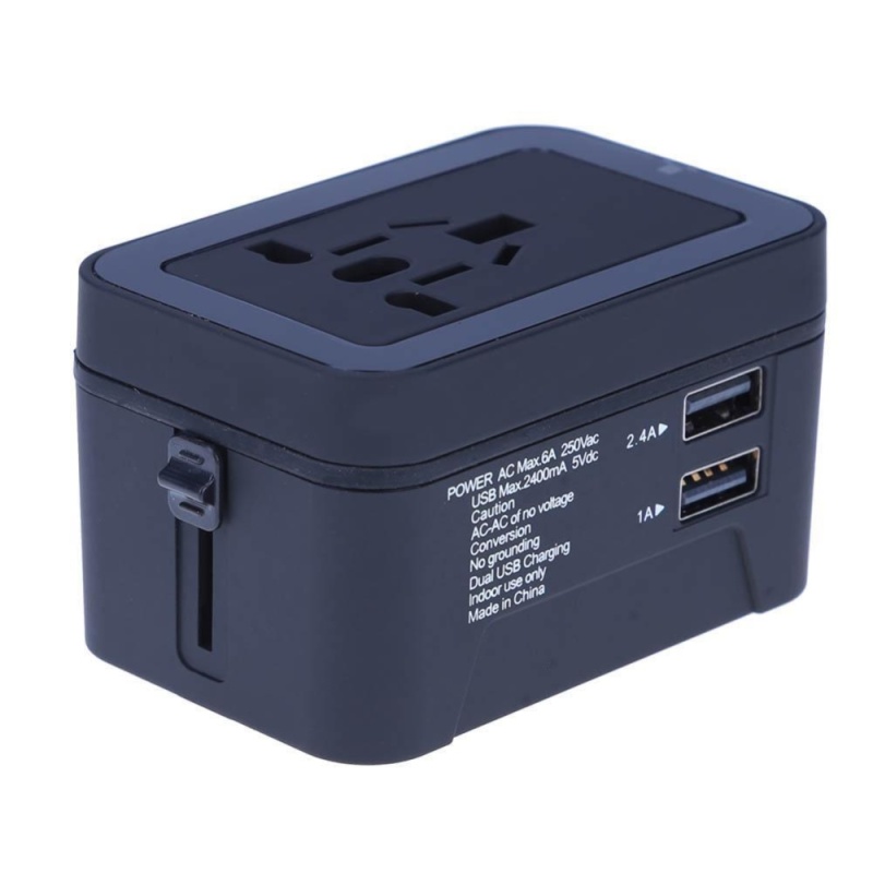 Bảng giá Universal Travel Adapter Power Charger Plug Converter Dual USB(Black) - intl