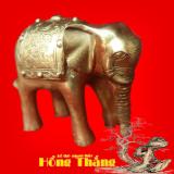 Tượng Voi đồng hoa văn - Chất liệu bằng đồng nặng 650g cao 10cm (linh vật phong thuỷ bình an và hút tài lộc)