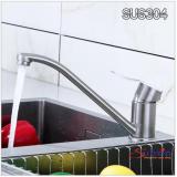 Vòi rửa chén gắn chậu nóng lạnh cần cứng quay, inox 304