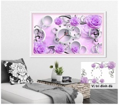 Y8025- tranh đính đá đồng hồ-80*53