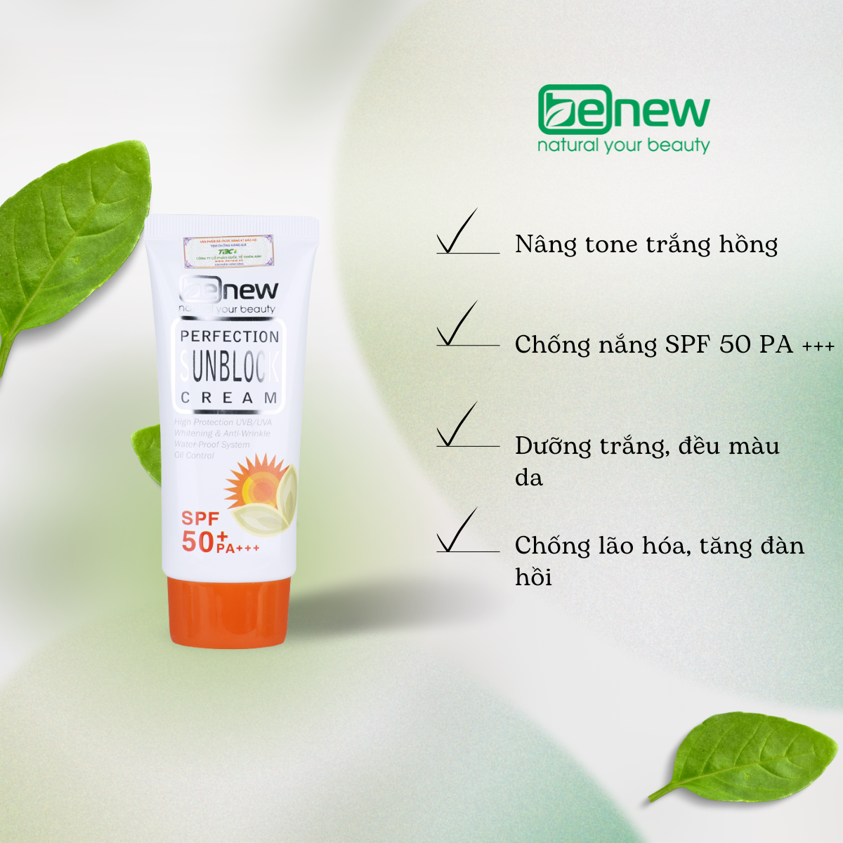 Kem chống nắng làm trắng da Benew Perfection Sunblock Cream 50ml