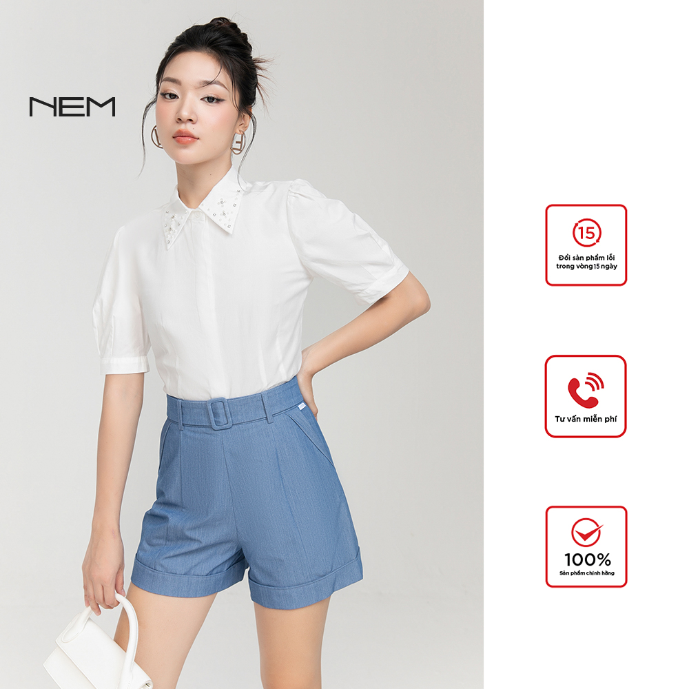 SƠ MI TRẮNG THIẾT KẾ NEM FASHION SM02812
