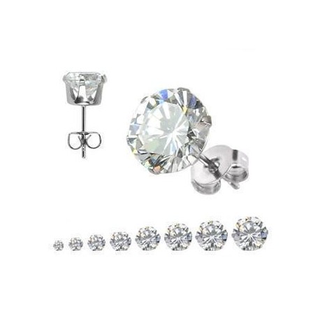 Bông tai titan hột xoàn sáng chíu nhiều cở không đen rỉ BT01 bông tai đá lấp lánh