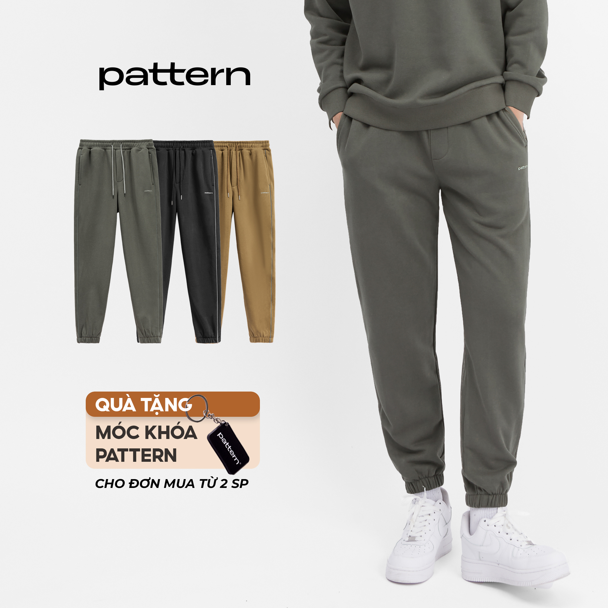Quần jogger nỉ phối sọc Pattern PQ016