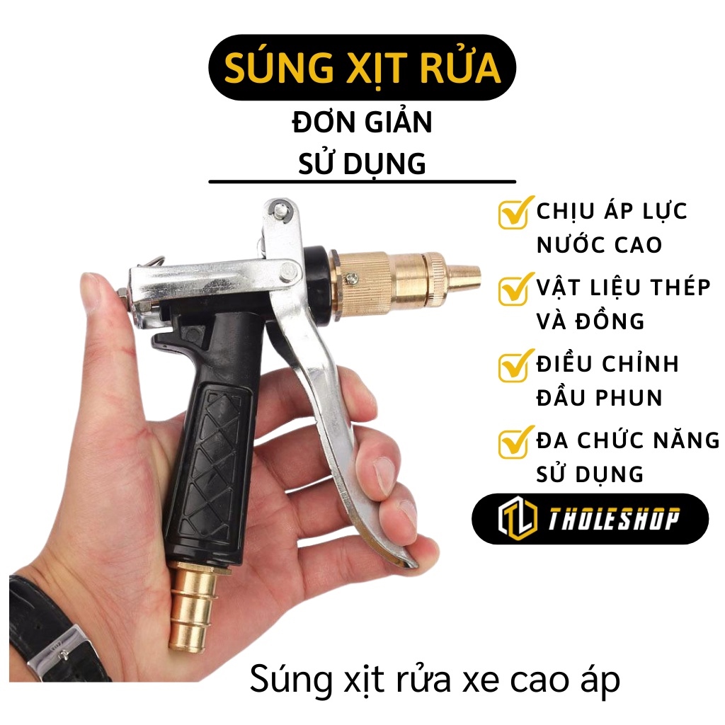 hot Súng Rửa Xe - Vòi Xịt Tưới Cây Tăng Áp Lực Nước Có Thể Điều Chỉnh Tia 6924