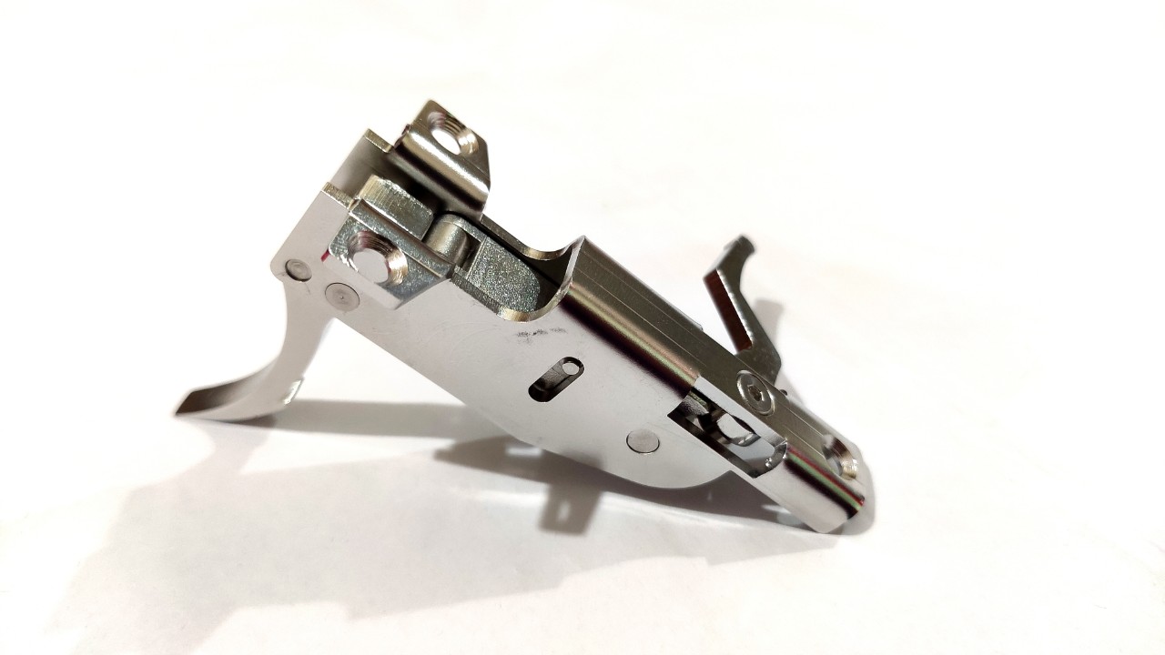 Cò sung bắn cá 2 bi lăn bằng thép không rỉ. Trigger double roller speargun
