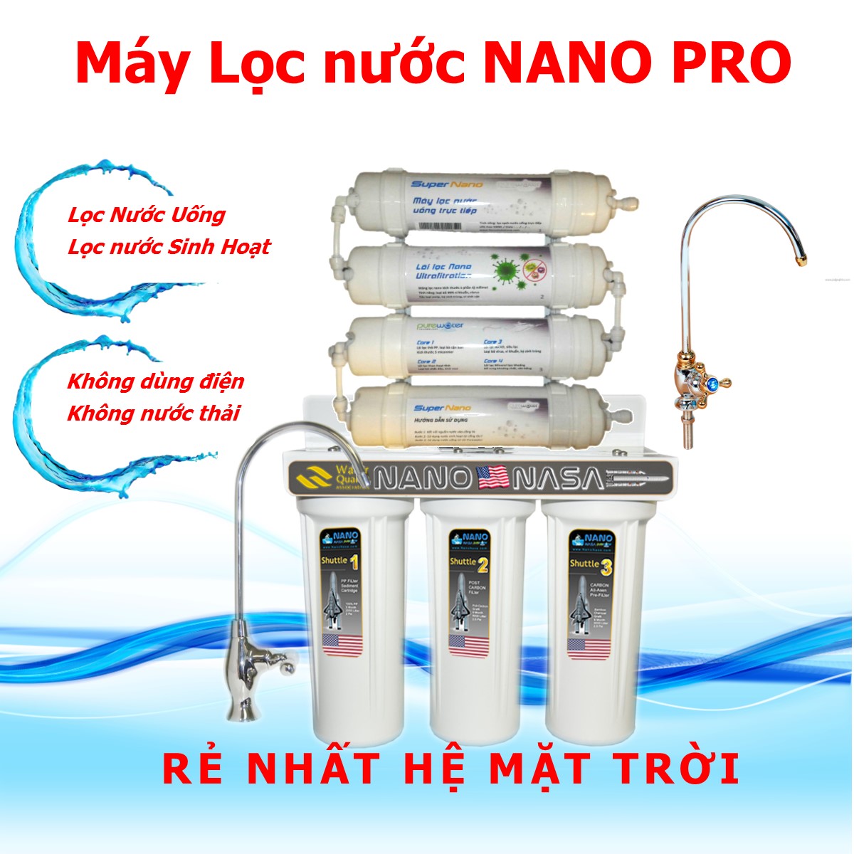 Máy lọc nước Nano Robo 7 Cấp lọc  Uống trực tiếp không cần đun sôi diệt khuẩn diệt virus