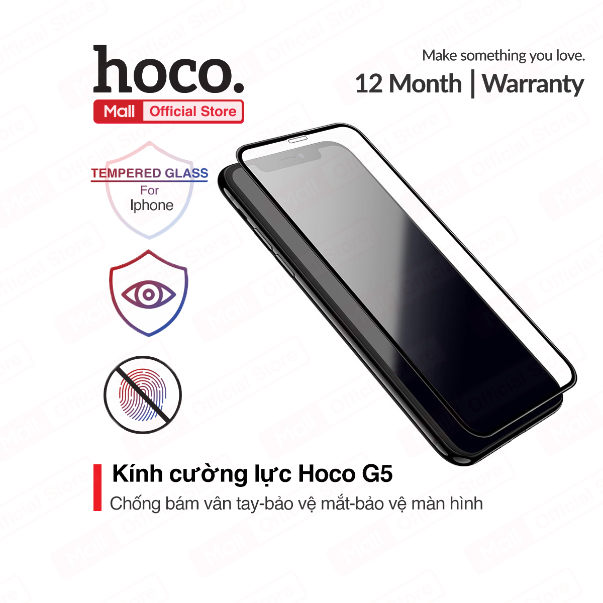 Kính cường lực Hoco G5 chống bám vân tay bảo vệ mắt độ cứng 2.5D dành cho iPhone 7 Plus/ iPhone 8 Plus