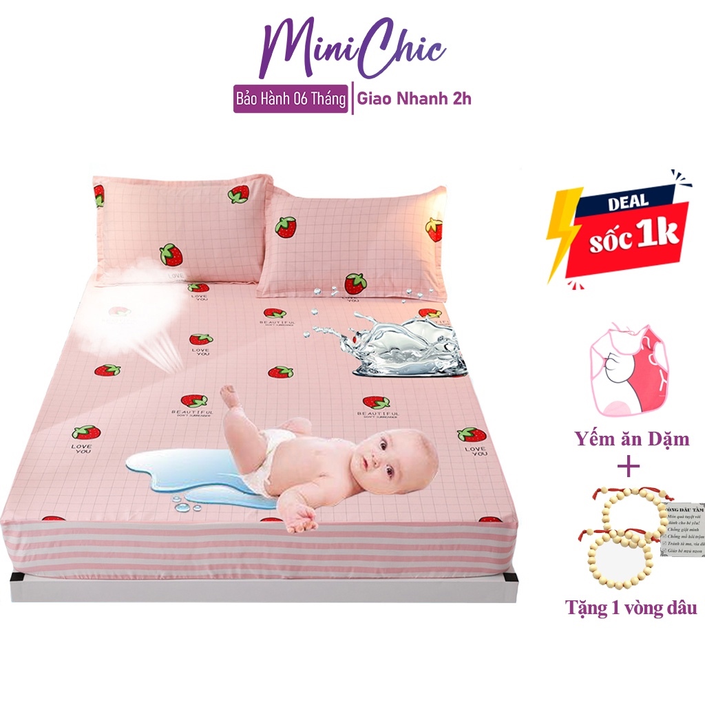 Ga chống thấm cotton MiniChic ga chống thấm cao cấp cho bé không sột soạt thấm mồ hôi ( chat để xem thêm mẫu )