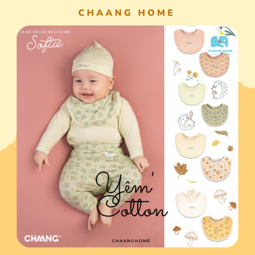 Set yếm tròn cotton cho trẻ sơ sinh Chaang park mềm mát