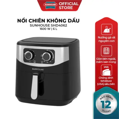 Nồi chiên không dầu 6l sunhouse shd4062 bảo hành 12 tháng