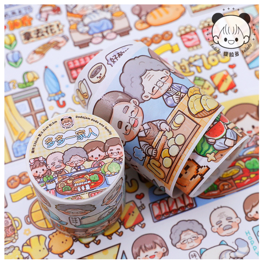 Cuộn Washitape họa tiết DoDoJam S19 dễ thương, Đồ chơi sticker Telado trang trí sổ tay, Chiết chu kỳ cuộn washi hoạt hình