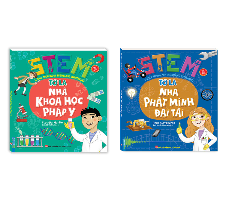 Sách-Combo 2c STEM-Tớ là nhà khoa học pháp y & STEM - Tớ là nhà phát minh đại tài