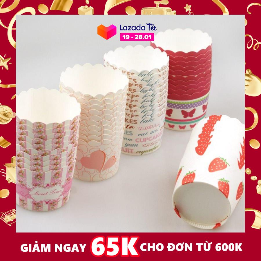 Khuôn giấy cứng lót bánh cupcake muffin 7cm (50 cái mẫu ngẫu nhiên)