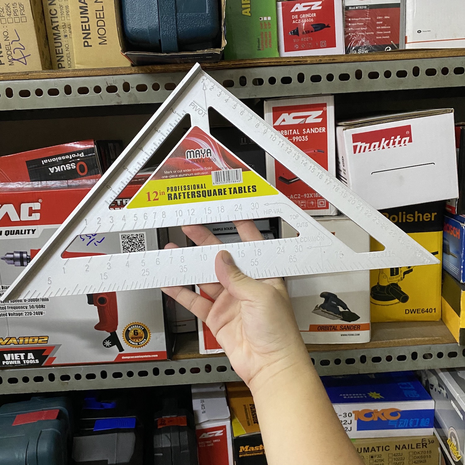 Thước eke, ke góc chuyên dụng làm mộc 12", nhôm nguyên khối, độ chính xác cao