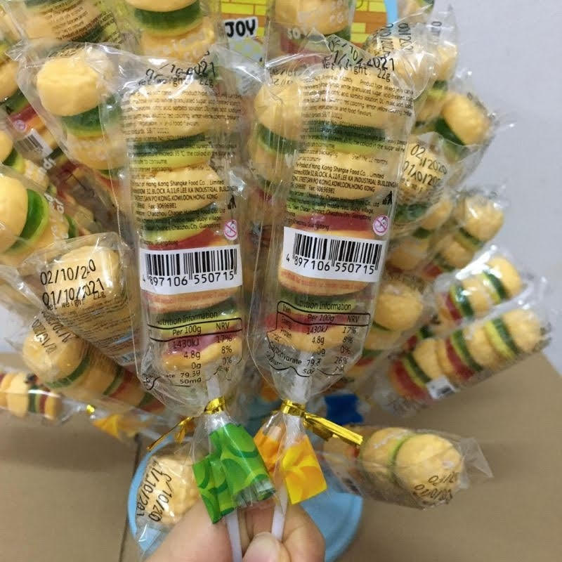 [ Sale ] Combo 10 cây kẹo dẻo Trái cây ( humberger ) xiên que món ăn vặt trẻ thơ