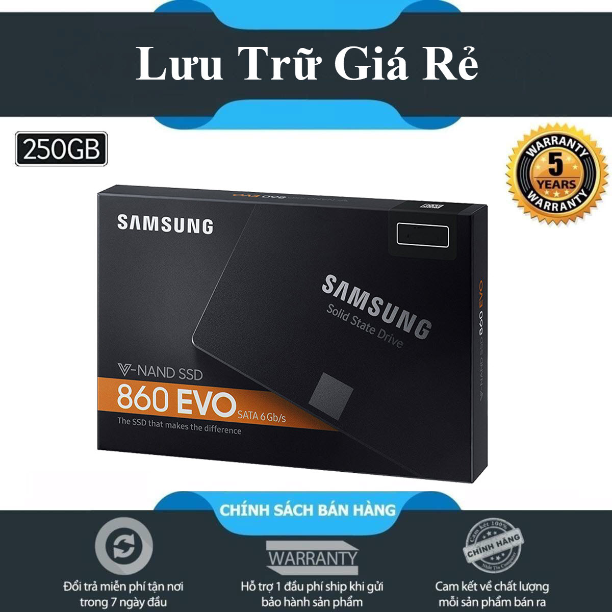 Ổ cứng SSD Samsung 860 Evo 250GB 2.5-Inch SATA III MZ-76E250BW - Hàng Phân Phối Chính Hãng