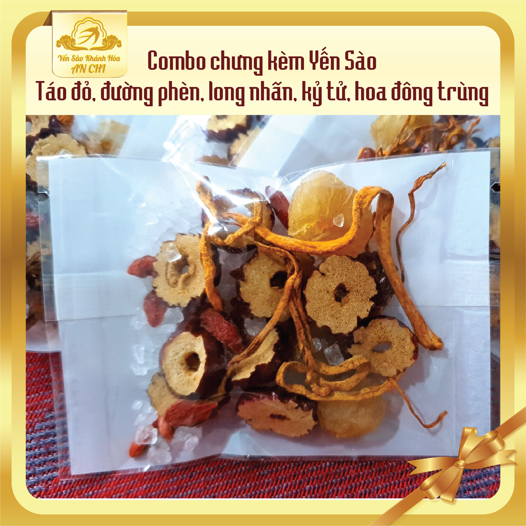 Combo đồ chưng kèm yến sào, long nhãn, táo đỏ, hoa đông trùng, kỷ tử, đường phèn