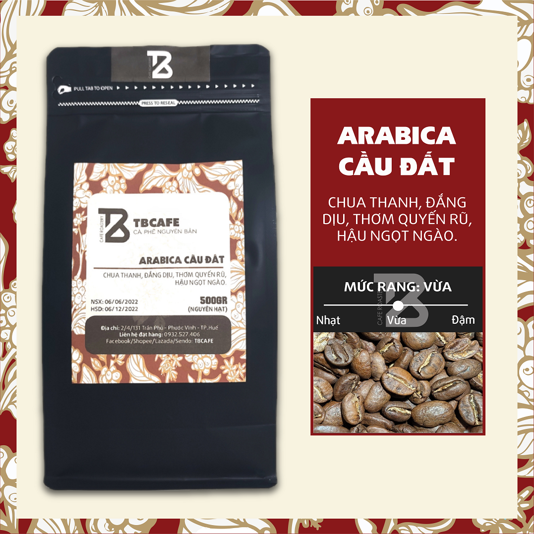 Cà phê arabica cầu đất - 100% cà phê mộc rang xay nguyên chất, pha máy, cold brew - tbcafe