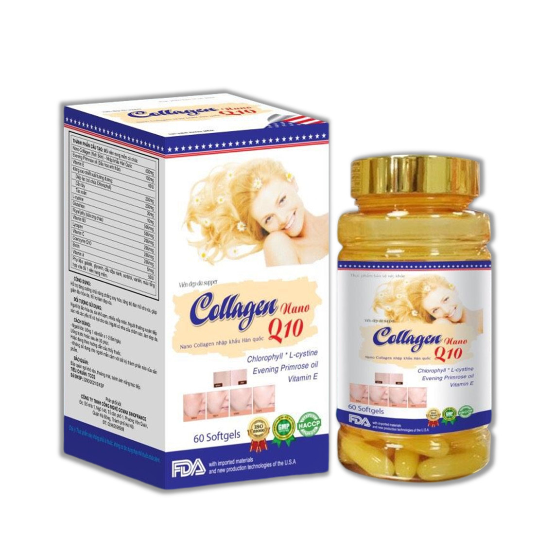 Viên uống đẹp da supper collagen nano q10- thành phần nano collagen giúp trắng da, mờ nám, ngừa lão hóa - hộp 60 viên - vnmart online
