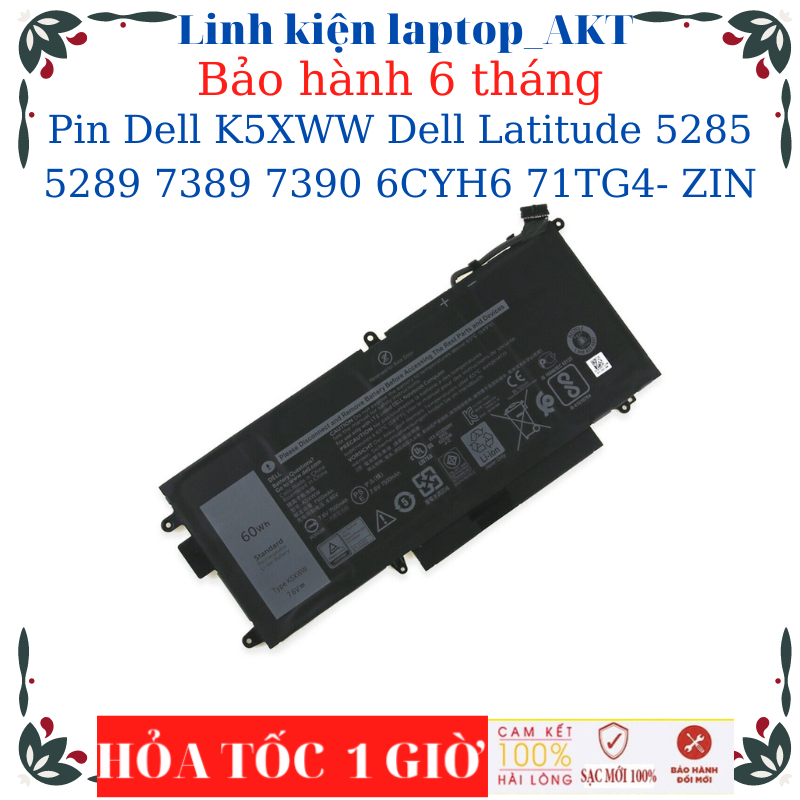 Pin laptop dell k5xww dell latitude 5285 5289 7389 7390 6cyh6 71tg4- zin