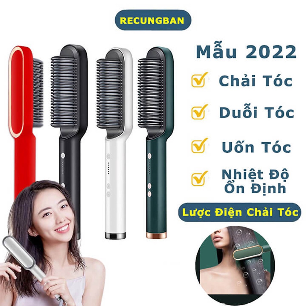 Lược điện chải tóc tạo kiểu 6 mức nhiệt - kiêm máy uốn - duỗi - ép tóc