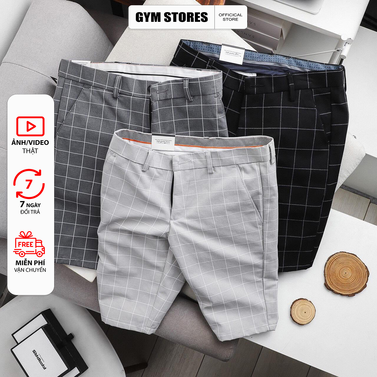 HCM Quần short nam tây âu sọc CARO co giãn sang trọng 40KG ĐẾN 65KG  giá sỉ  CR 02