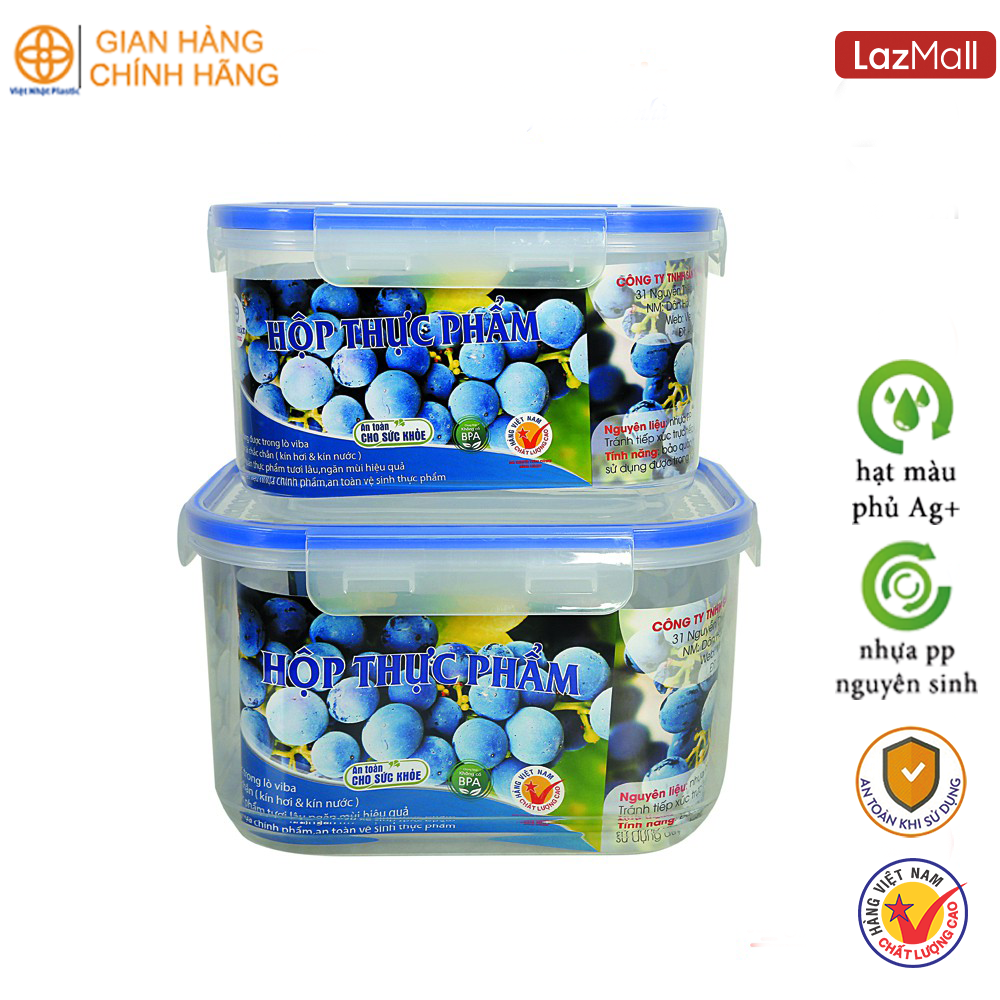 Bộ 3 hộp thực phẩm hộp trữ đông chất liệu nhựa nguyên sinh an toàn Việt Nhật Plastic CN 6532