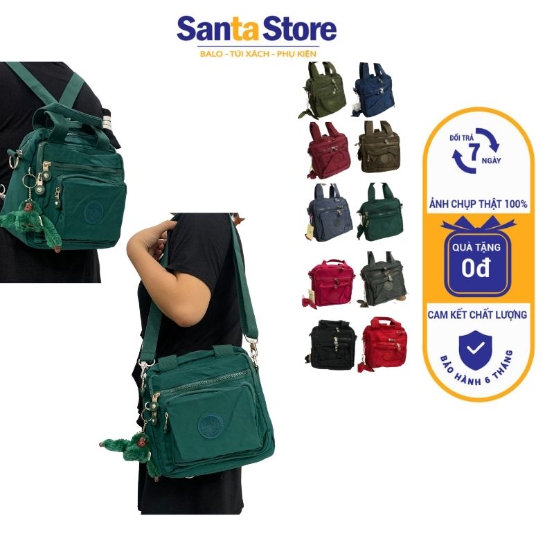 Balo mini kiêm Túi đeo vai đeo chéo Kipling vải dù nữ combo 3 trong 1 KL2131 SANTA STORE cao cấp thời trang giá rẻ nhiều ngăn