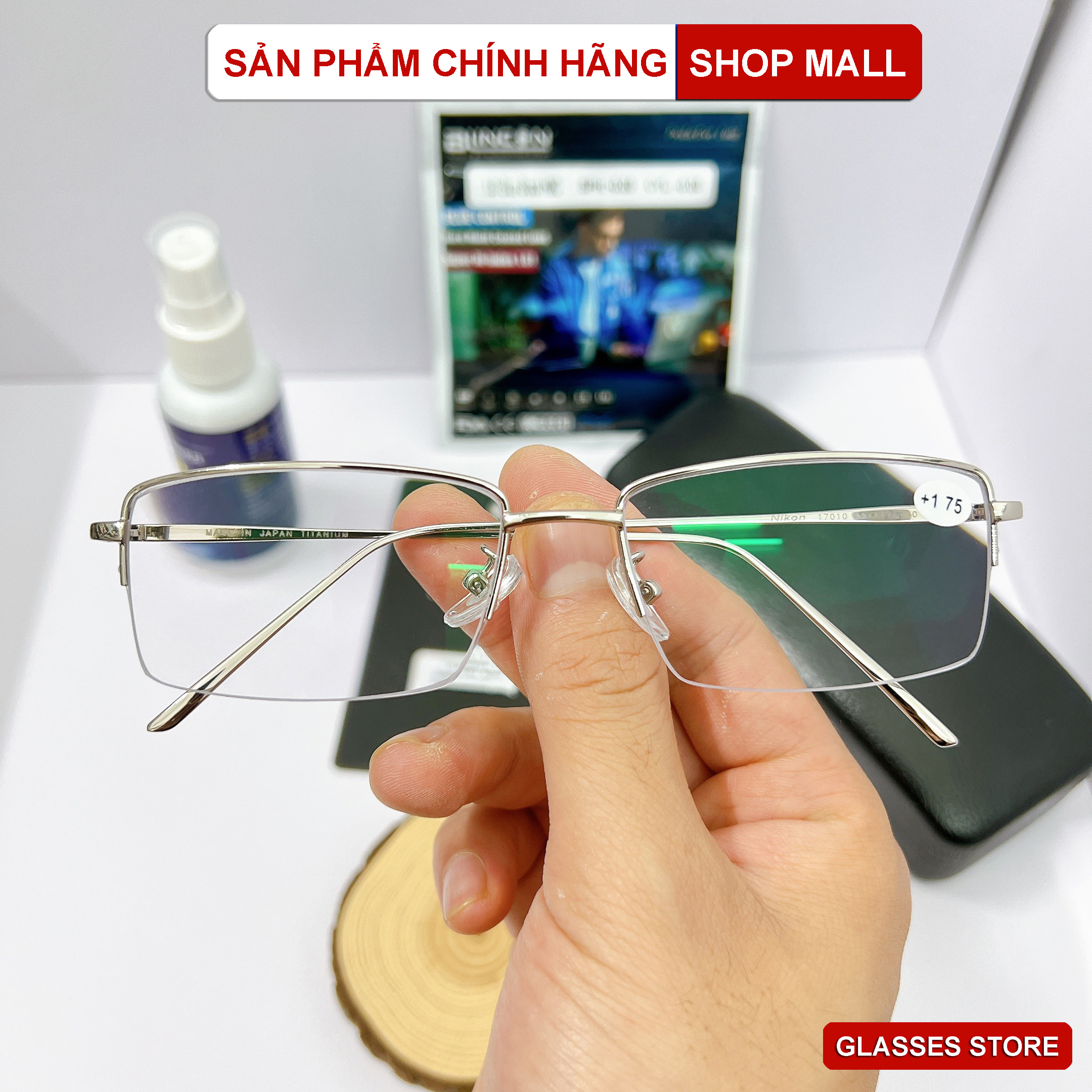 Kính lão thị, viễn thị, xem báo Nam nữ hợp kim thép  TITANIUM  Màu bạc sáng SILVER loại I Nhật bản chuẩn độ ( Bảo hành 1 đổi 1) Có độ từ +0.5 đến +4 độ