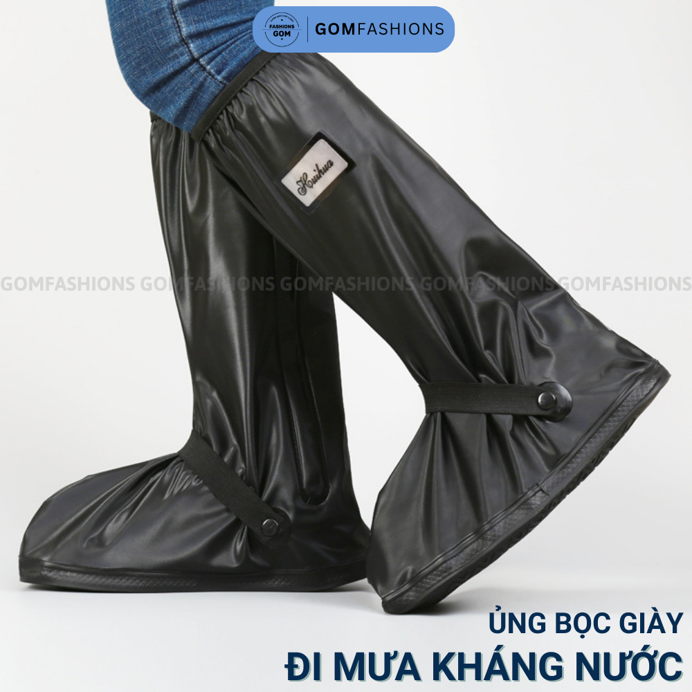 Ủng bọc giày đi mưa nam nữ cao cấp 2 lớp, ủng đi mưa bọc giày cổ cao chất liệu nhựa pvc - bocgiay-hui-8001