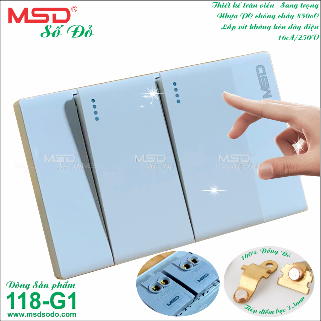 Công tắc đôi 1 chiều - 118g1-msd-b3