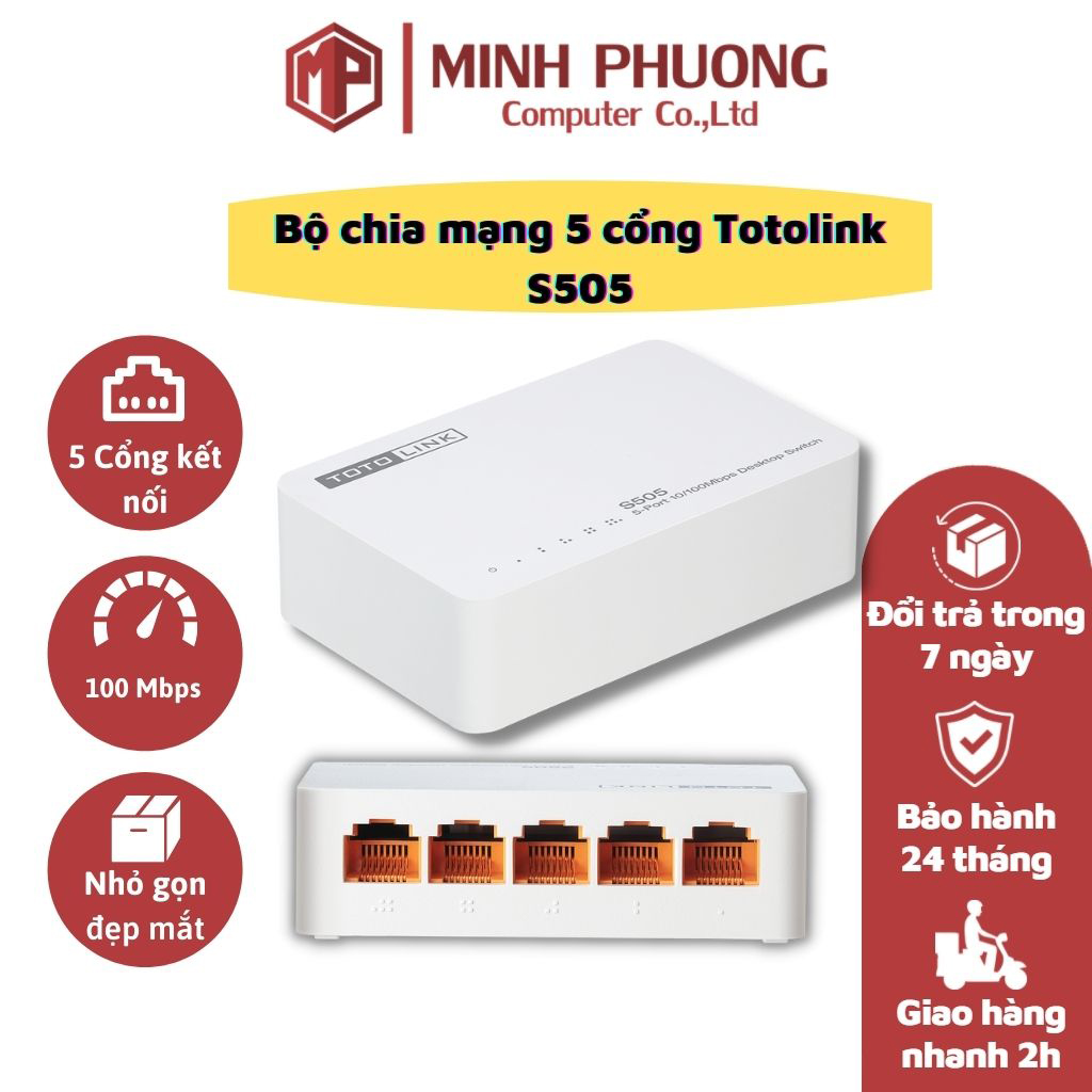 Bộ chia cổng mạng lan totolink s505 5 cổng tốc độ 100mbps - hàng chính hãng